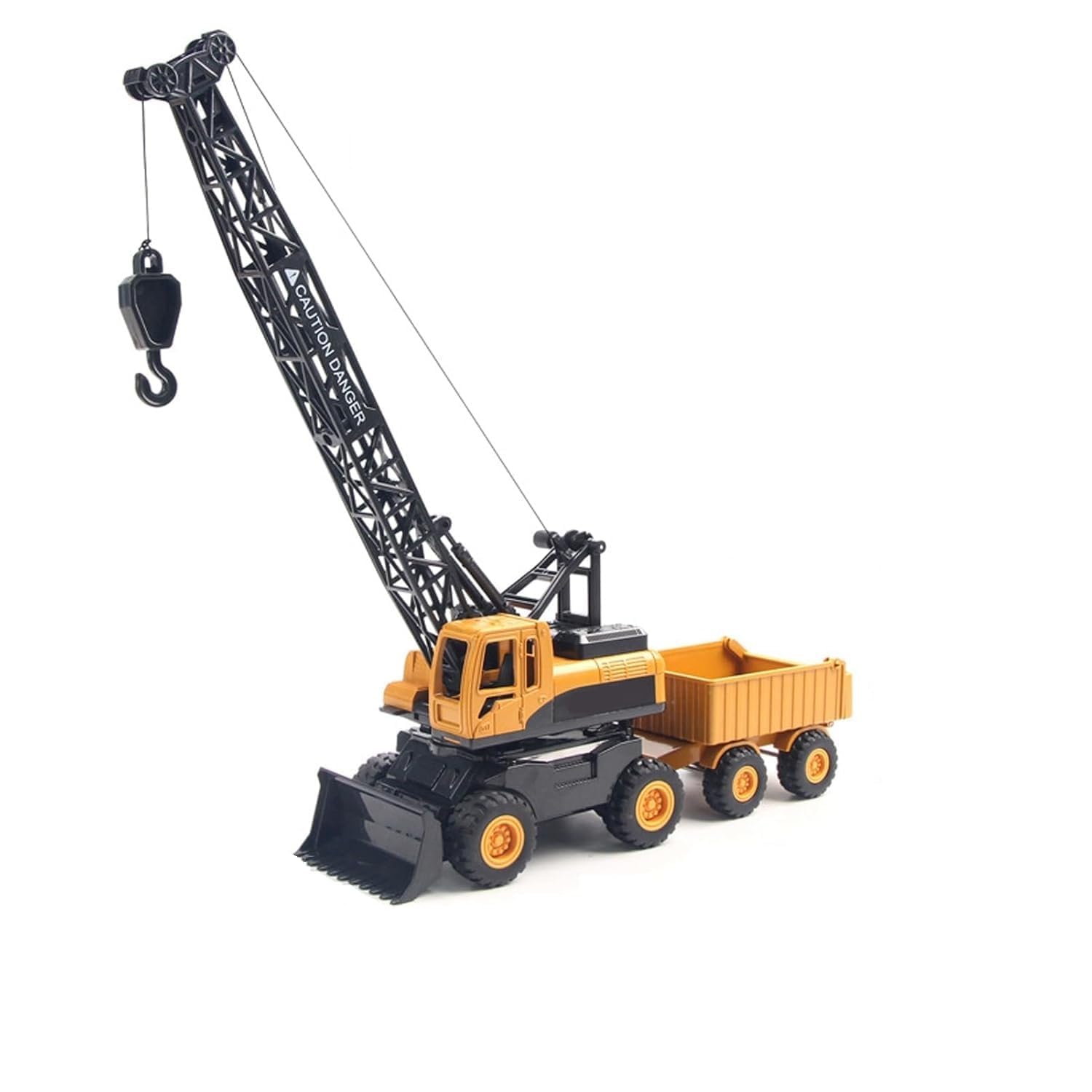 Friction Powered Trailer Lifting Crane Toy for 3+ Year Kids Boys Excavator Bulldozer Model Pull Back Vehicle Engineering Educational Sandbox Construction Truck