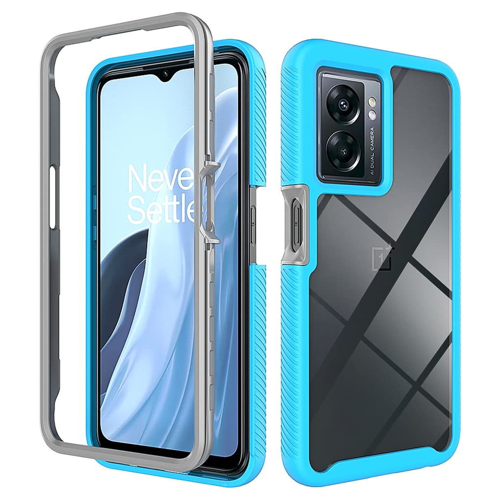 SEAHAI Trasparente Cover per Oppo A57s / Oppo A57 4G, [Protezione Schermo Integrata] Rugged Custodia Full Body Antiurto Rigida PC + TPU Sottile Bumper Silicone Case - Azzurro