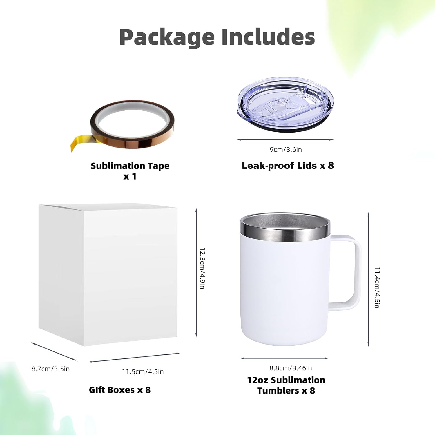 ColorSub 12oz Sublimation Coffee Mugs with Handle Straight Matte Travel Coffee Cups Insulated Stainless Steel Tumblers with Gift Box, Heat Tape for Hot Cold Drinks, 8 Pack - Image 2