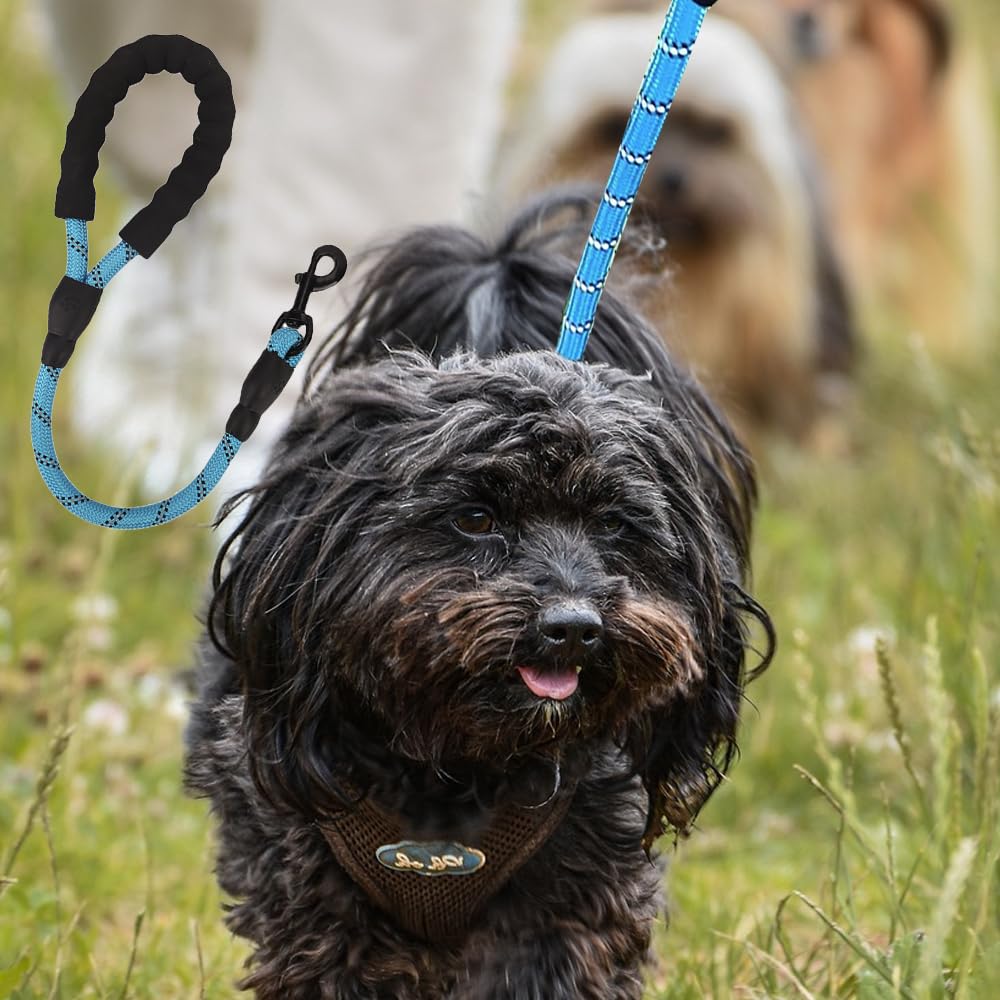Short Dog Lead with Soft Padded Handles and Reflective Threads Walking Dog Rope Dog Lead Rope for Small Medium and Large Dogs (blue) - Image 2
