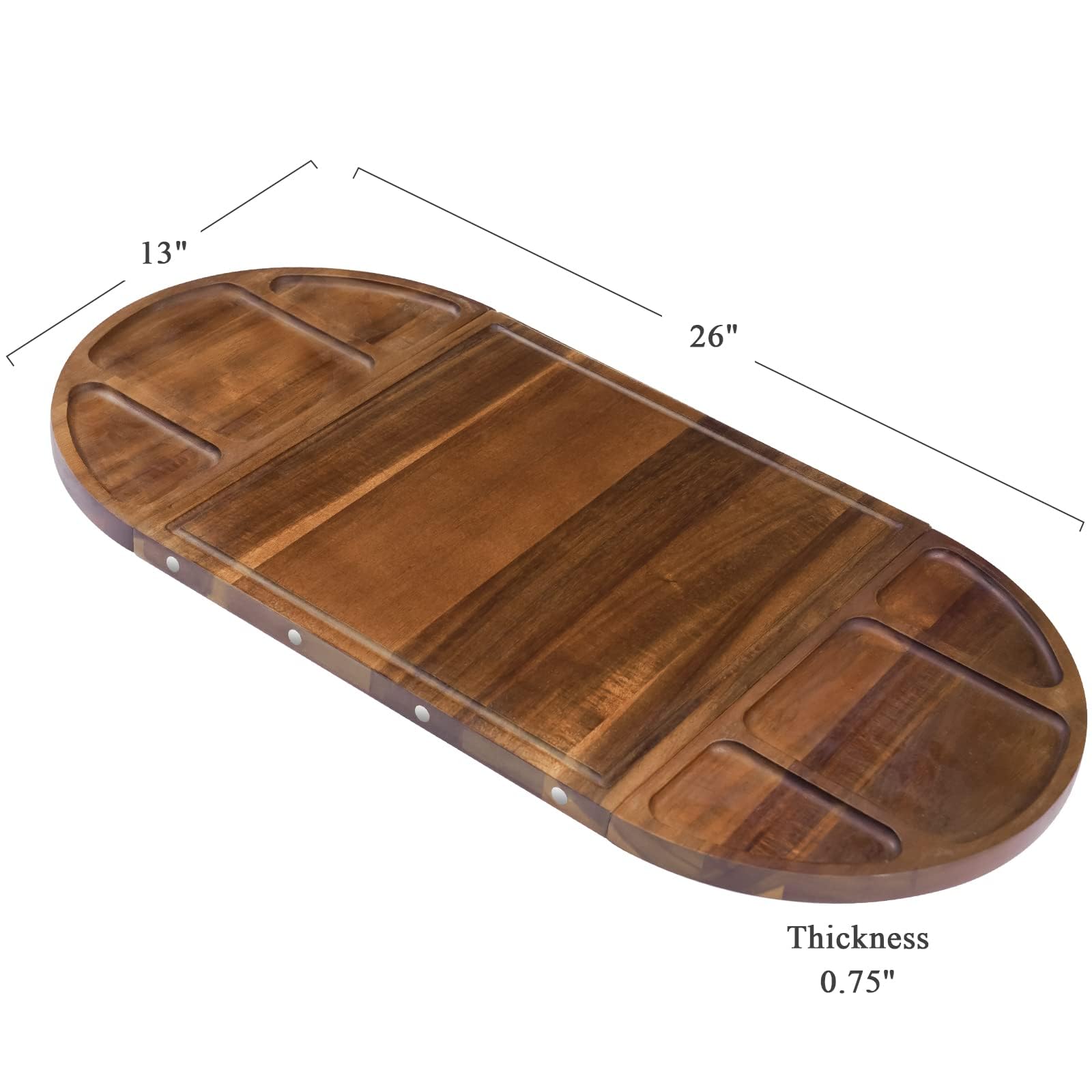 Tablas de embutidos de acacia grande y tabla de queso, juego de regalo de 3 piezas de tablero magnético largo y redondo, tabla de pastoreo de madera de acacia, bandeja de servir de madera para fiestas