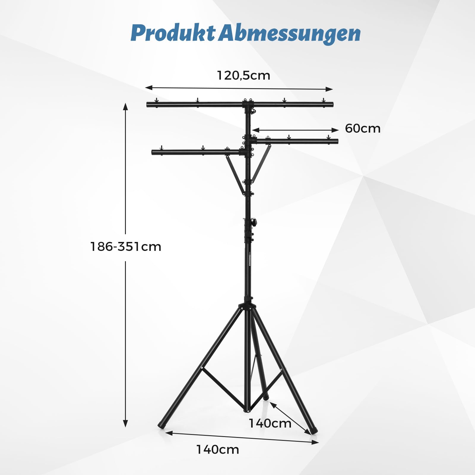 COSTWAY Lampensaktiv klappbar, Lichtsaktiv 186-351cm höhenverstellbar mit robuster Basis, tragbares Beleuchtungsativ mit T-Stange bis 45kg Belastbar für Konzerte, Theater, Hochzeit & Partys