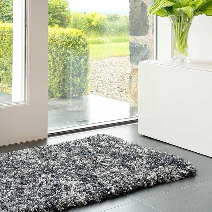 Image of inch2x5 Ft Shaggy Runner Rug - Soft Geometric Carpet for Hallway, Bedroom & Entryway Non-Slip Modern Triangles Design in Mustard Grey Beige (SHAGGY-26, 2X5 FEET)