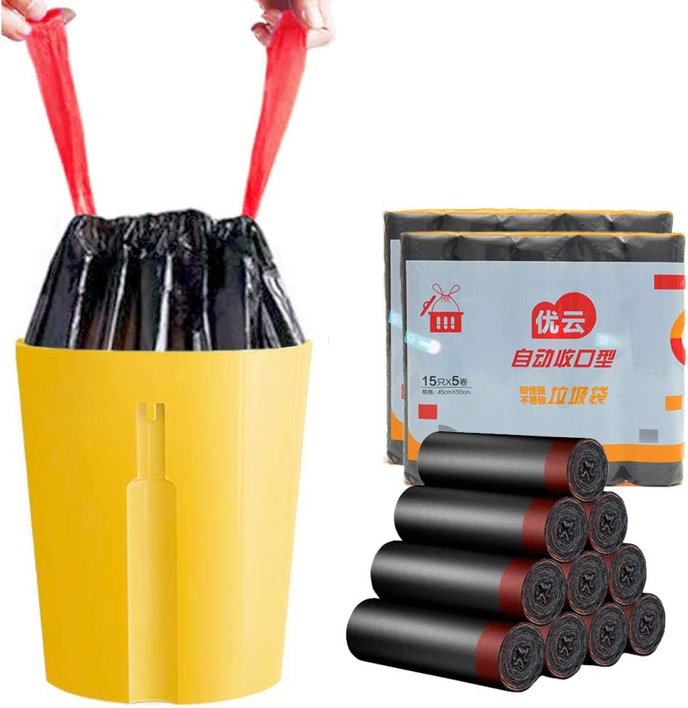 MOLIWEN 45 * 50cm Drawstring Garbage Bag 10 Rolls / 150 Bags, Heavy Duty Home Waste Bin Liners Bag Refuse Sacks, Universal Strong Large Trash Bag, Office, Kitchen, Living Room, Bedroom, Bathroom
