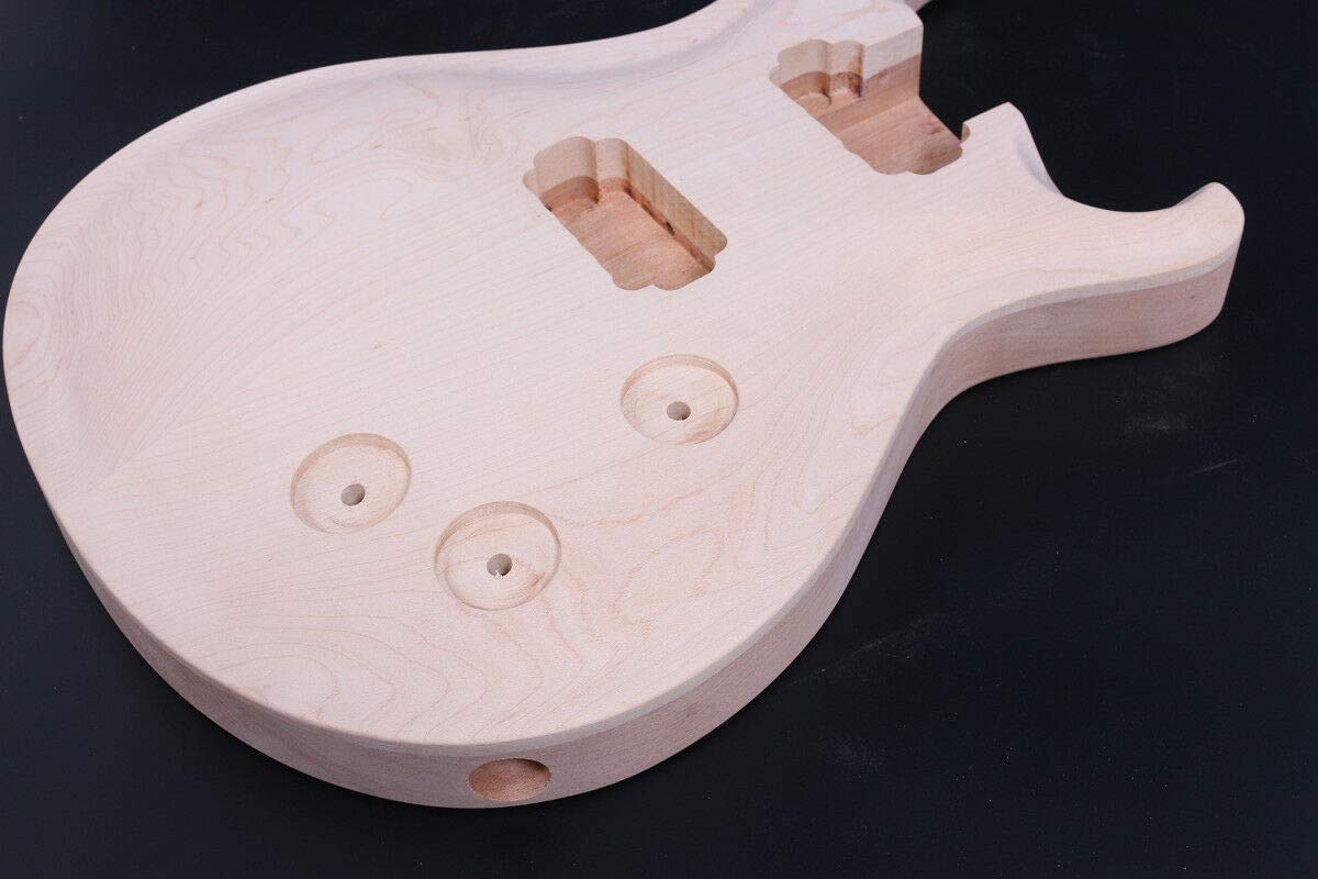 Yinfente 1 set di kit per chitarra elettrica naturale, manico e corpo in mogano, 22 tasti, scala da 61 cm, intarsio per uccelli, pickup S-S, ponte fisso