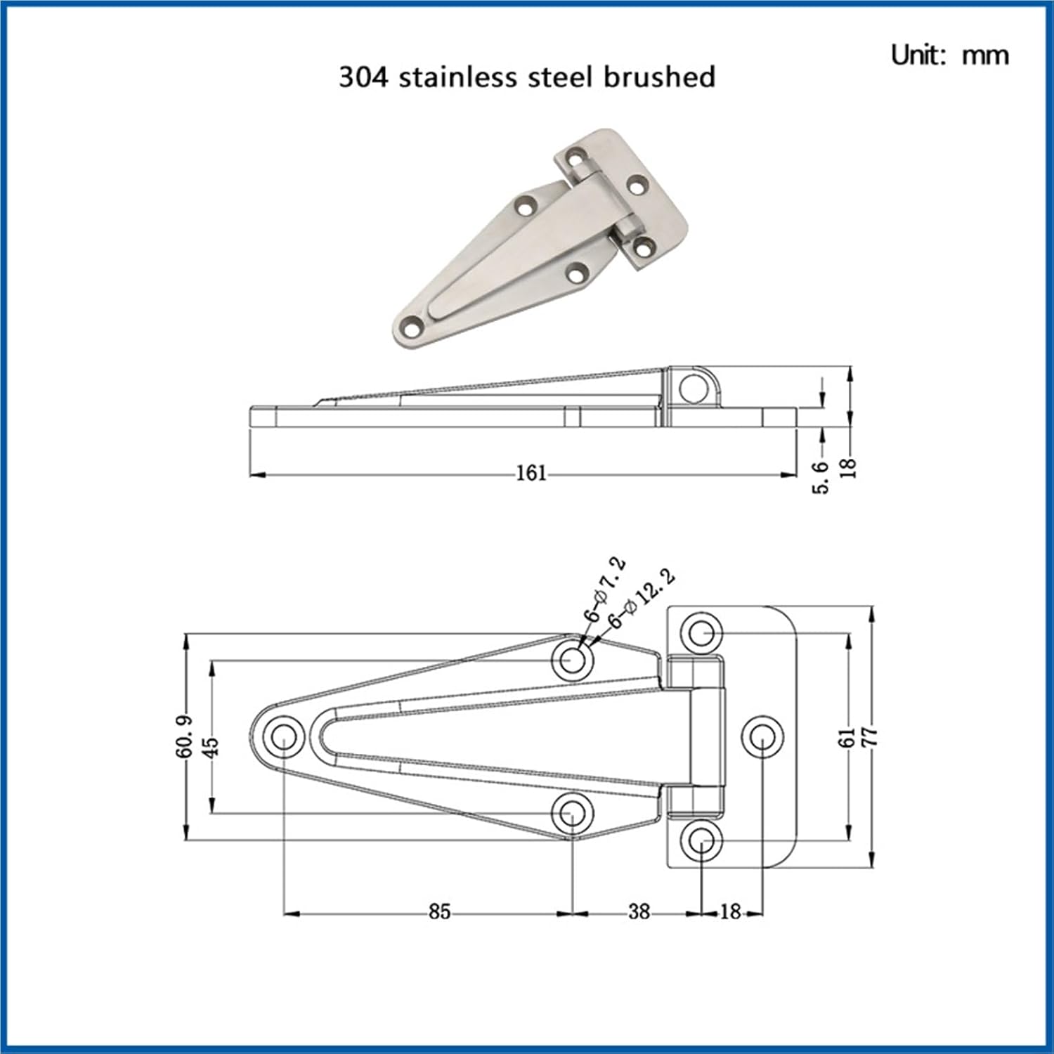 304 Stainless Steel Oven Hinge Thickened Heavy-Duty Door Hardware 1Pcs(3-304 SUS)
