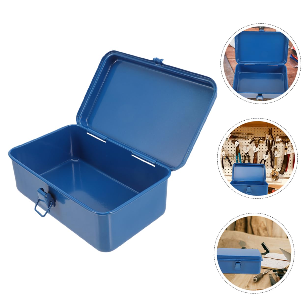 Caja de Herramientas Portátil de Hierro Azul, Gran Capacidad, 2 Piezas | Separación Multinivel con Compartimentos, Uso Doméstico y Profesional, Transporte Fácil y Organización Ordenada
