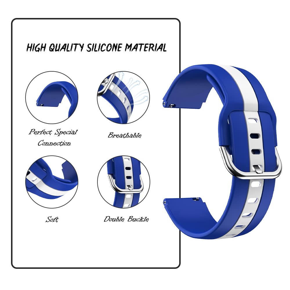 Niboow 19mm Cinturino per ID205L ID205S ID205G ID215G ID216 SW020 SW021 SW023 YM020 YM021 YM023, Morbido Silicone Sportivo Sostitutivo Cinturino per Blackview R3/R3 Pro/Uwatch3/Uwatch GT-Blu/Bianco
