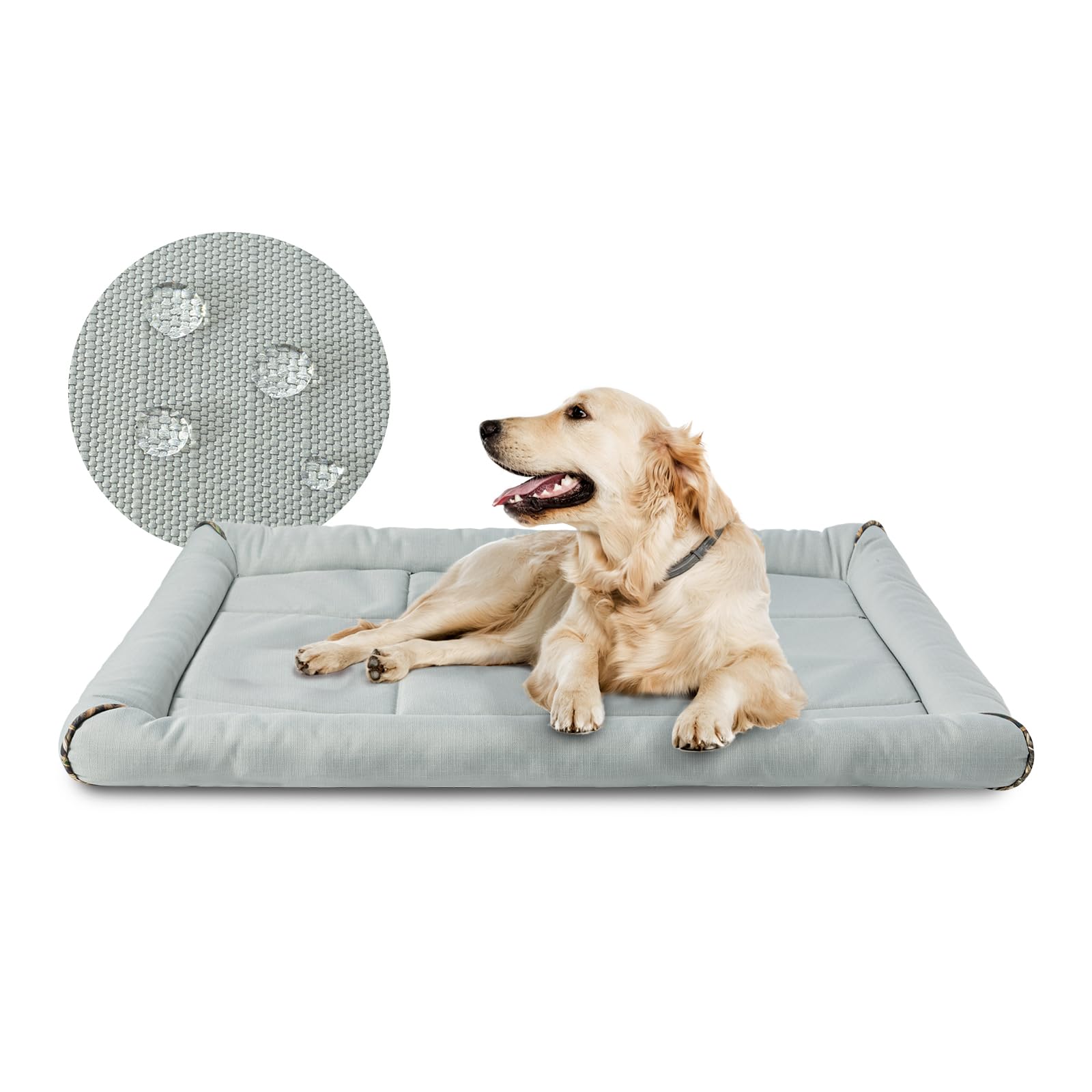 Miguel Lit Imperméable pour Chien d'Extérieur pour Cage en Métal Oxford Chien Tapis pour Animaux en Résistant à l'eau Durable Chiot Lit Facile à Nettoyer Intérieurs Extérieurs 107cm/42in Gris Clair
