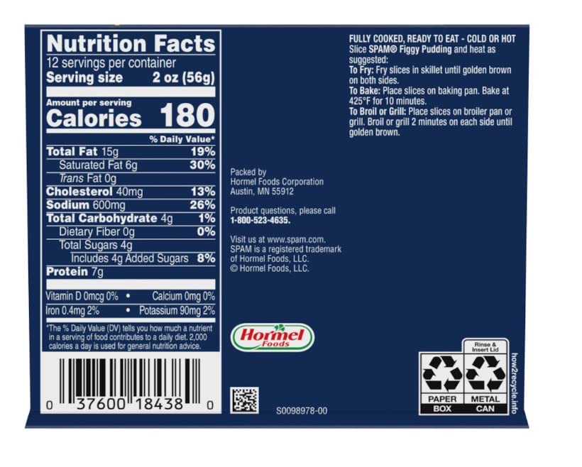 SPAM Limited Edition Figgy Pudding, 12 Oz Can (2-Pack)