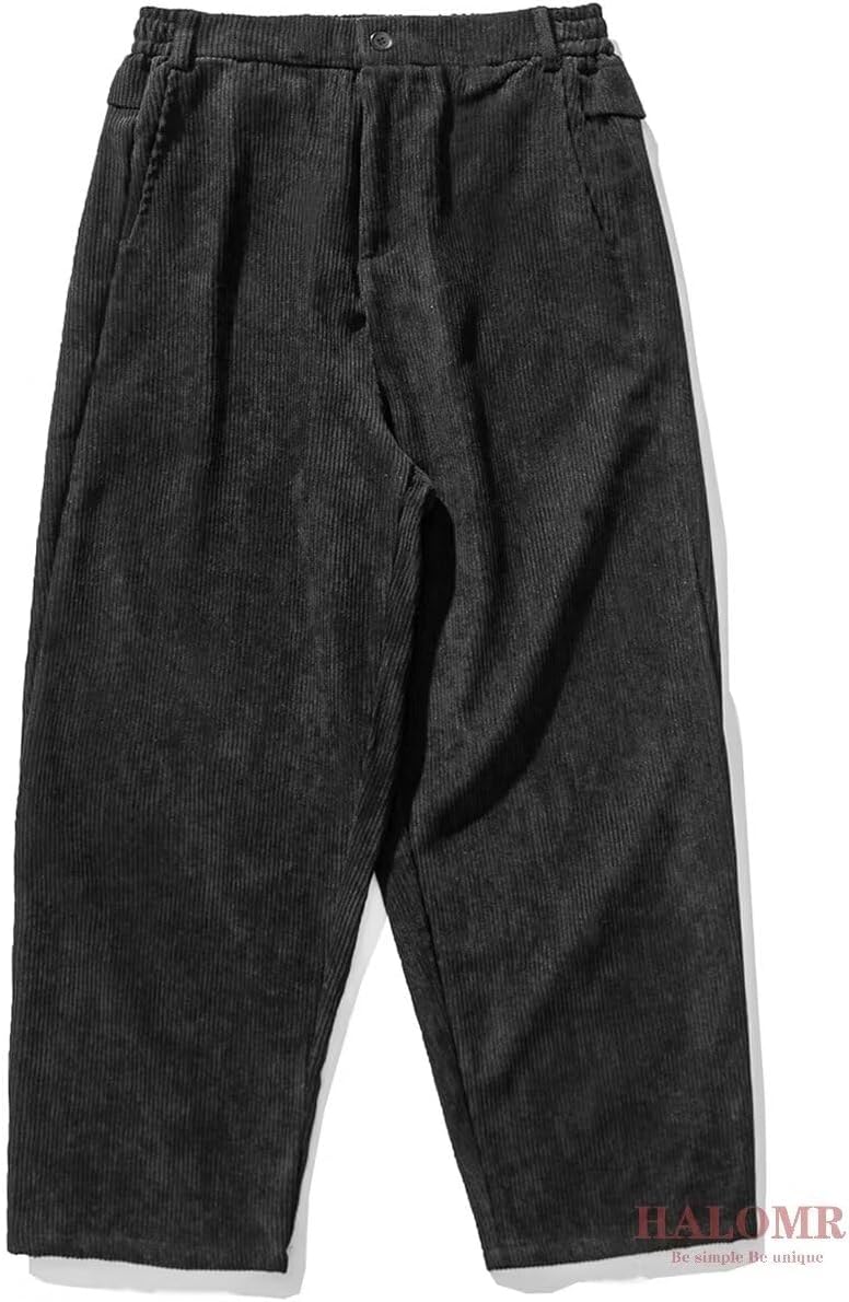 HALOMR Men's Corduroy Pants Expandable Waist Baggy Pants Casual Loose Fit Relaxed-fit Cotton Pink - Image 4