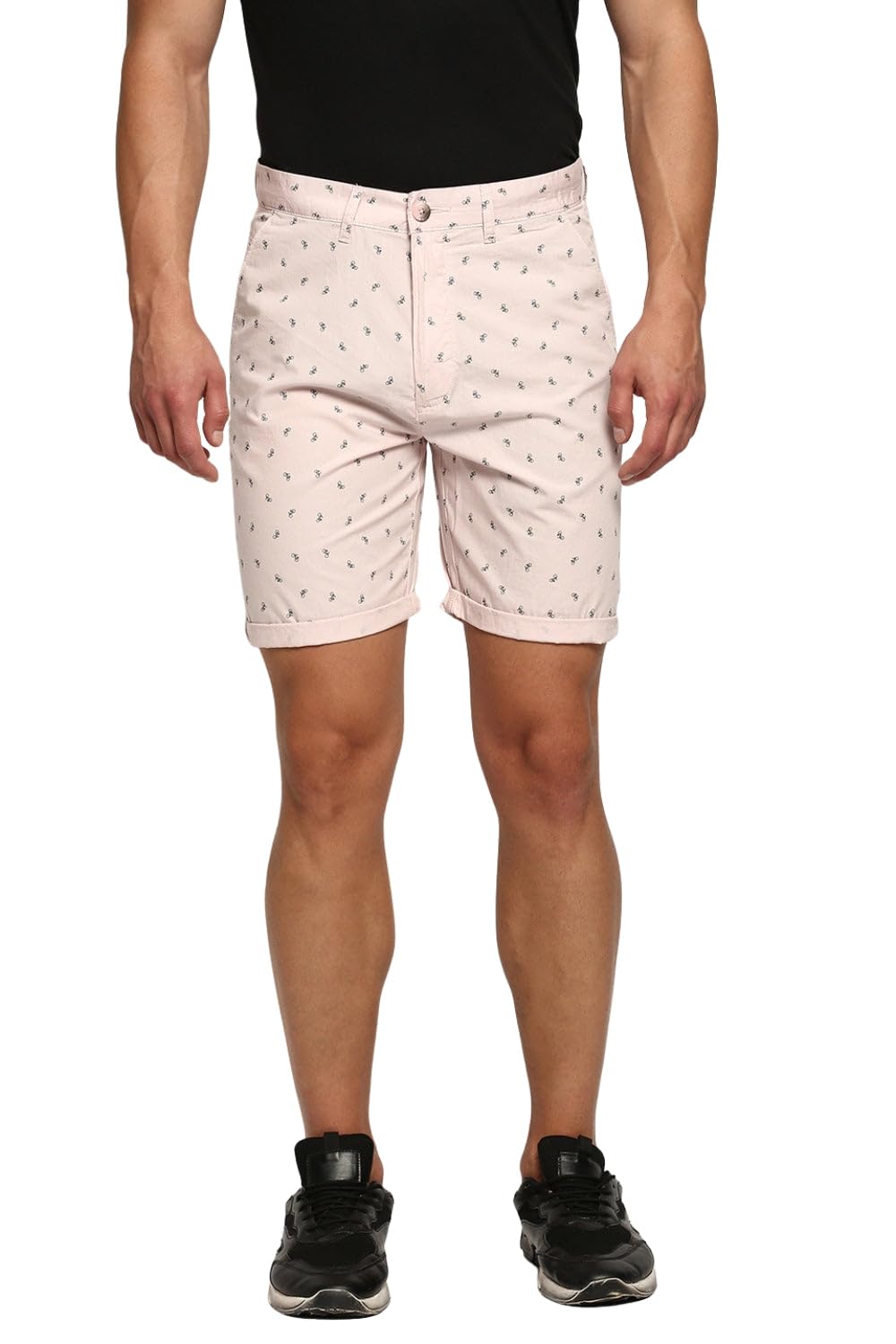 showoffff Men's Mid-Rise Above Knee Printed Pink Cotton Short-Orbit-14_Pink-picture-12