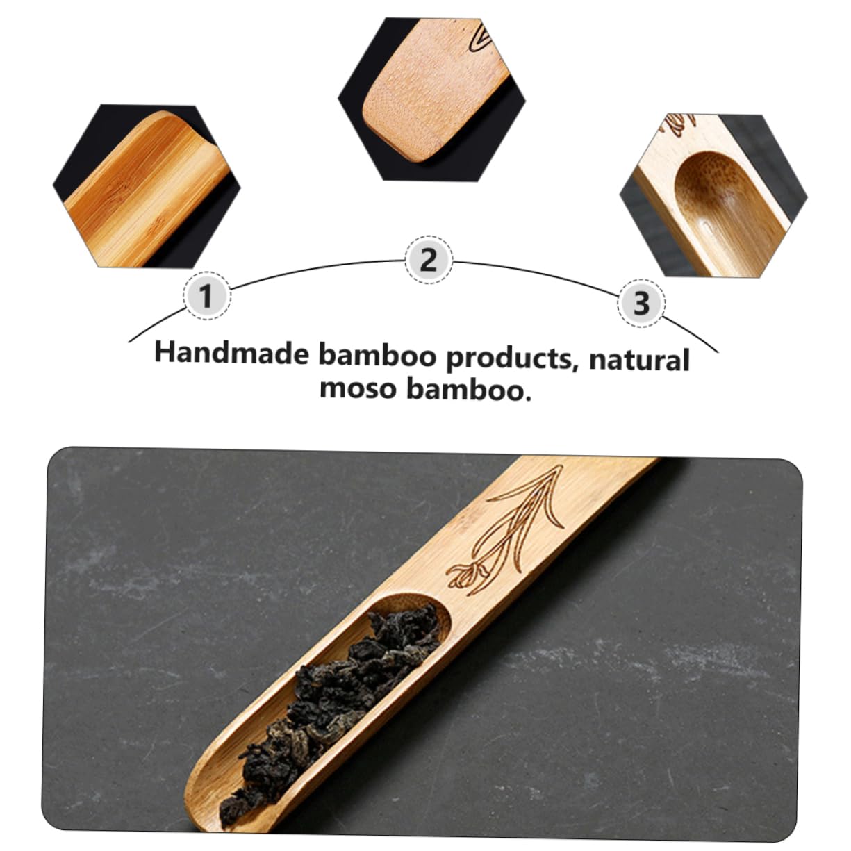 2Pcs Bamboo Tea Scoops Portable Lightweight Multi Functional Coffee Tea