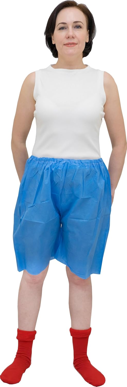 AMU Solutions Unisex Disposable Exam Shorts Medical Patient Exam Wear Short Non Woven SMS with Elastic Waistband (40)