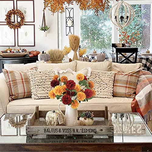 Rinlong 9Pcs Fake Mums Artificial Fall Flowers For Decoration Dandelion Chrysanthemums Fall Floral Stems Fall Faux Flowers Modern Fall Decor Thanksgiving Decor Ideas Clearance #TOP4