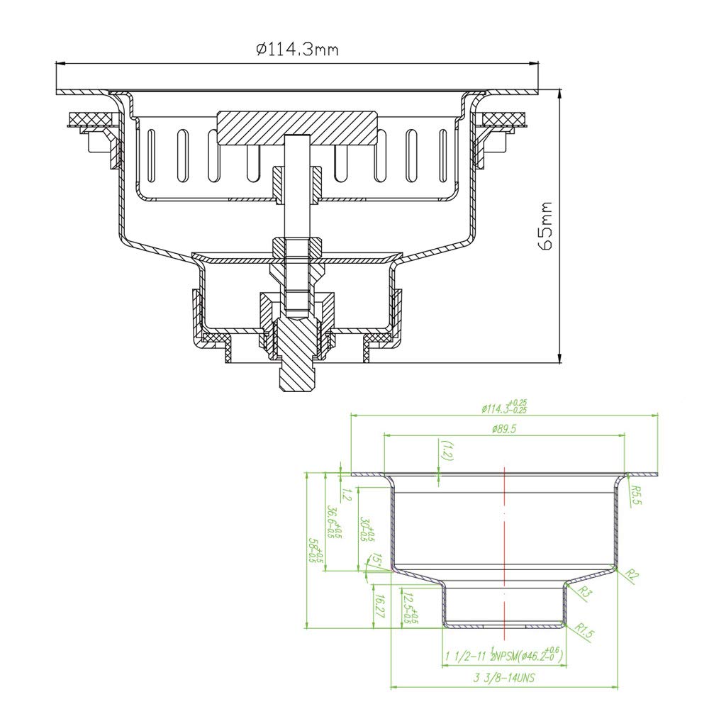 KONE 31/2 Inch Kitchen Sink Drain Strainer Assembly
