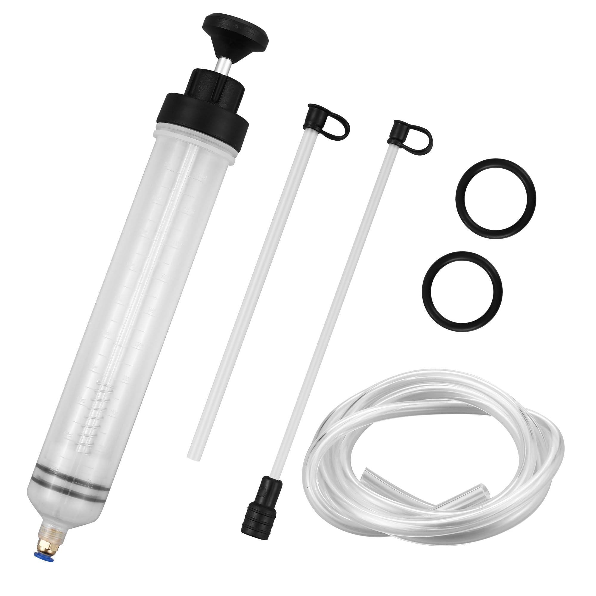 500ml Ölabsaugspritze, Ölabsaugpumpe mit 2 Schlauch,Ölabsaugpumpe & Umfüllpumpe für Verschiedene Öle,Bremsflüssigkeit, Kühlmittel, Getriebeöl – Manuelle Flüssigkeitspumpe Spritze 500ml