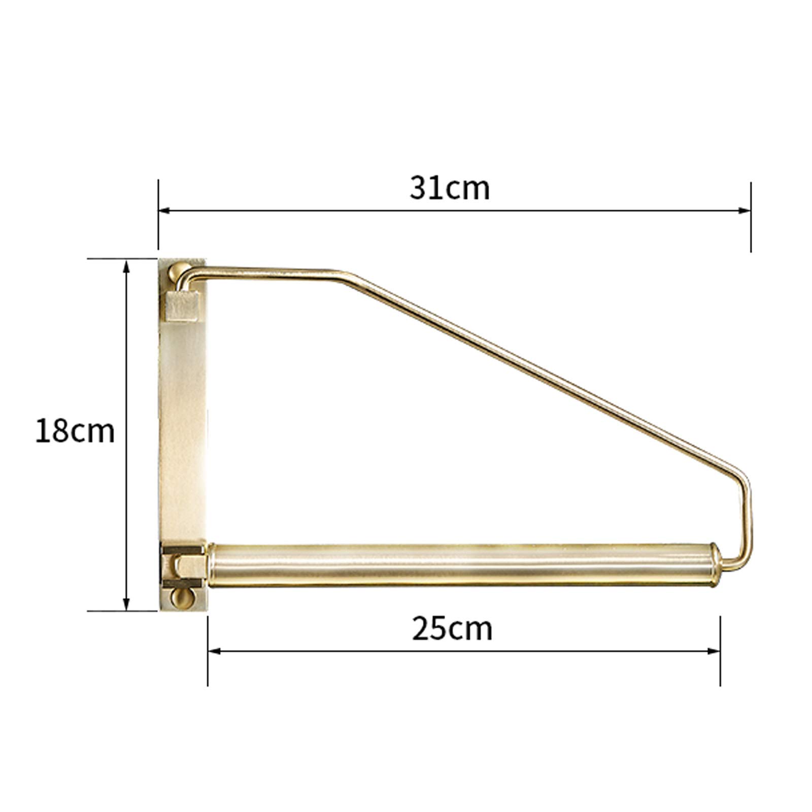Portasciugamani pieghevole ad anello a 180° montato a parete, portasciugamani per bagno cucina, processo di disegno della superficie del materiale in ottone, oro opaco