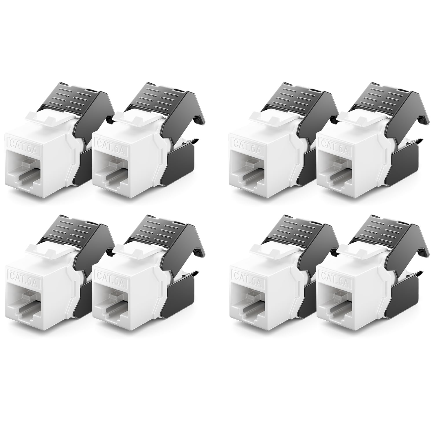 deleyCON 8x CAT6a Keystone Jack Modulo RJ45 - Presa RJ45 a Plastica LSA Assemblaggio a Scatto Cavo Grezzo CAT 500Mhz 10GBit/s