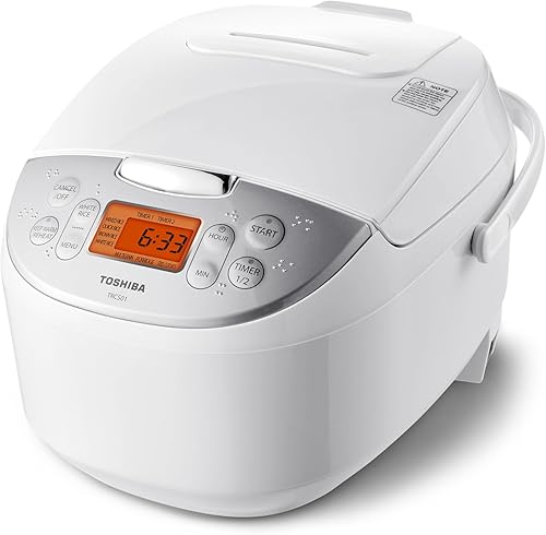 Miniatura 1 de Toshiba - Olla arrocera automática de 3 litros o 6 tazas para arroz integral blanco y avena con funciones de lógica difusa y cocinado en un solo