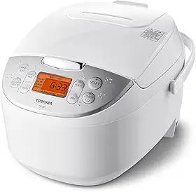 Toshiba Panela de arroz 6 xícaras cru (3L) com lógica difusa e cozimento com um toque, branco