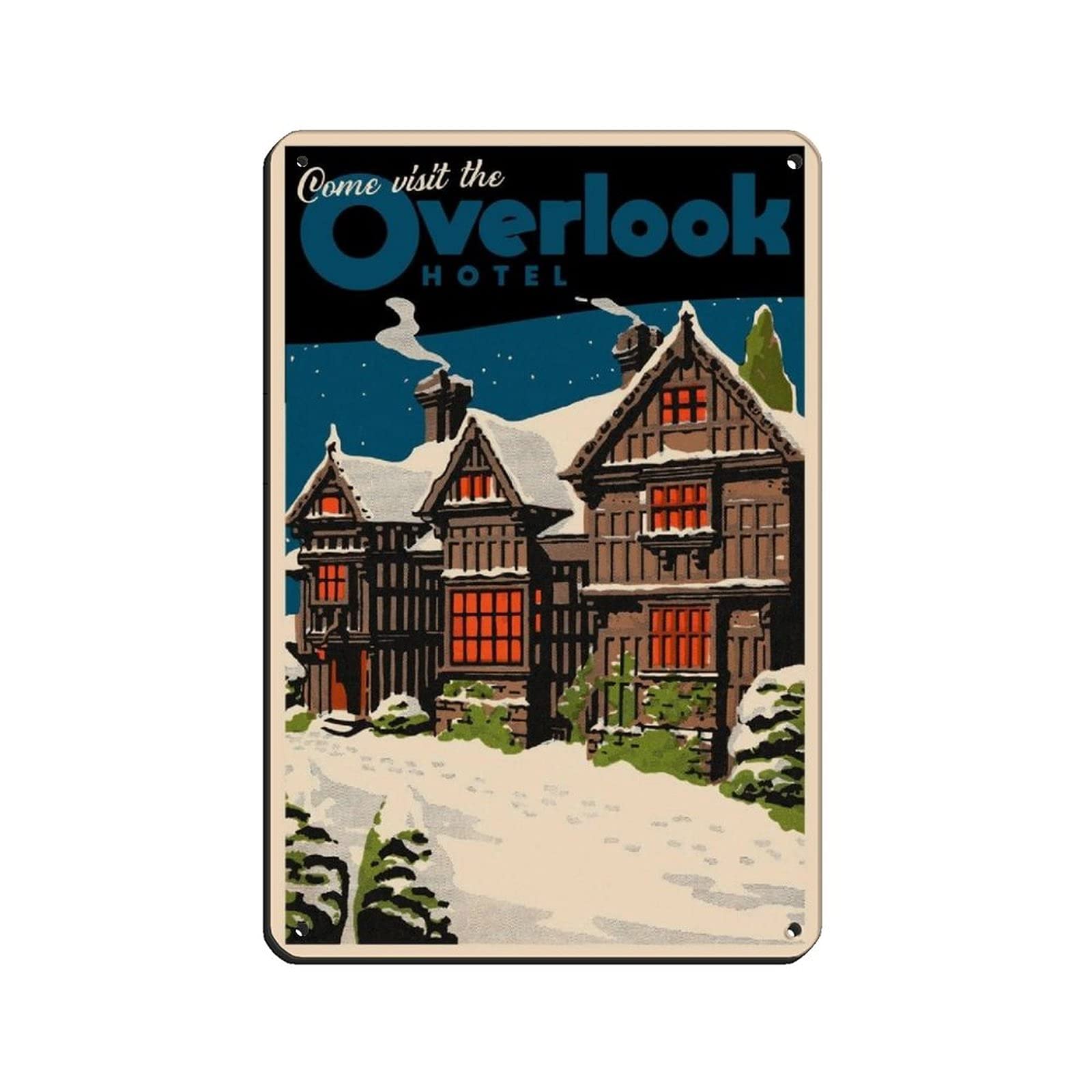 Azolid Vintage Signs Metal Signs Come Visit The Overlook Hotel Metal Travel Tin Signs Wall Decor For Cafe Bar Pub Home 14X20cm
