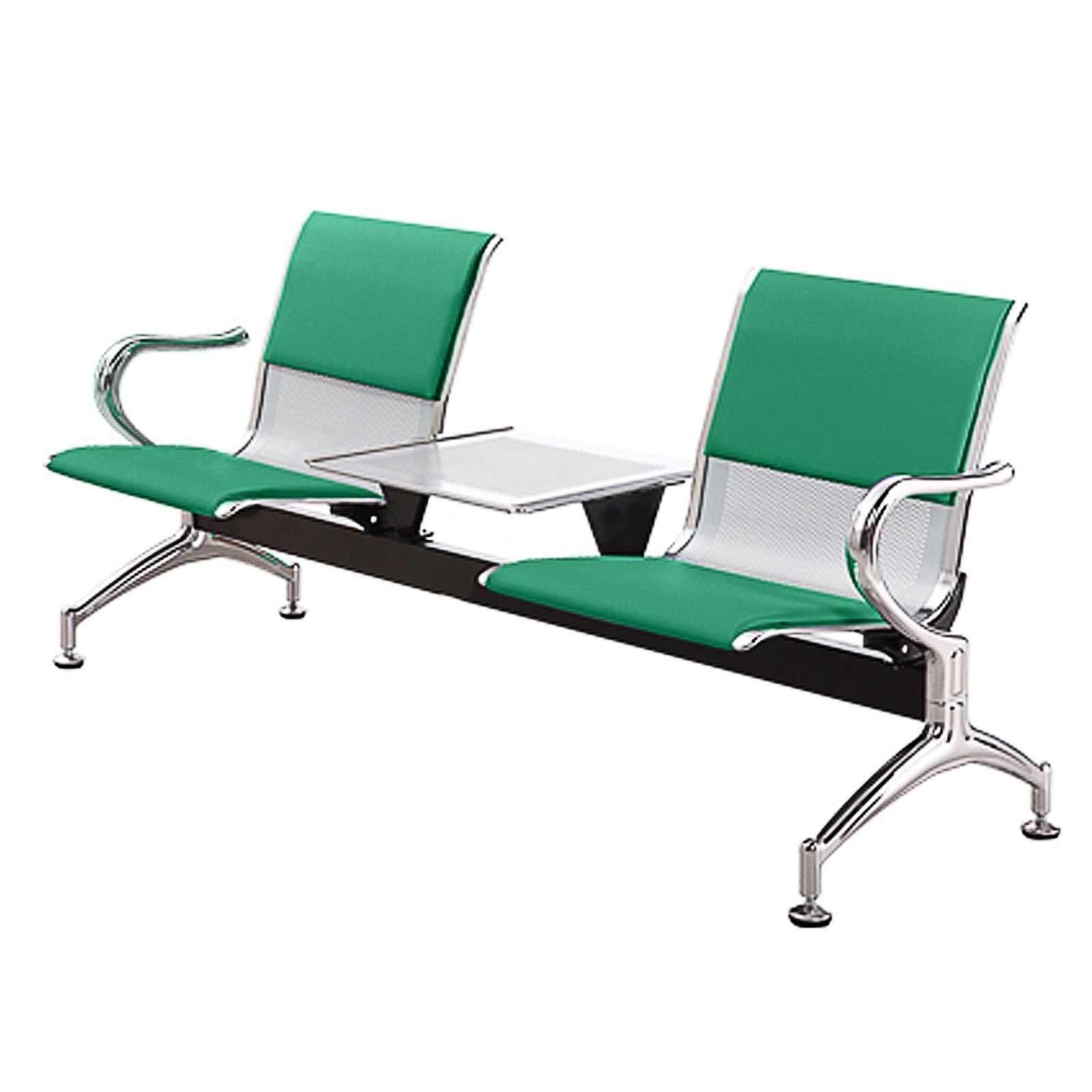 AYCDL Office Reception Bench with Table - Leather Guest Chair with Armrest and Backrest for Business Use,Black,Green