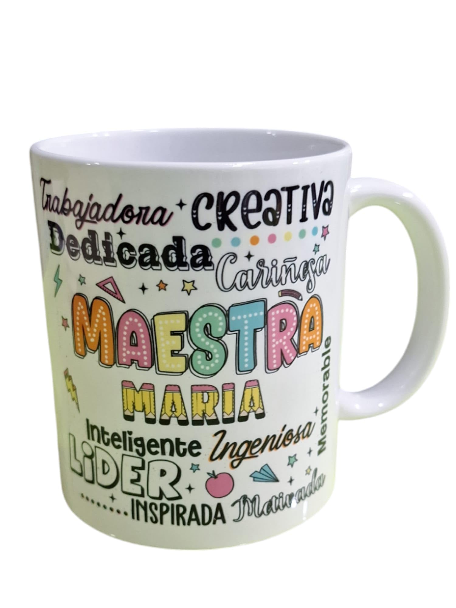 Genérico Pack de Regalo personalizado con nombre y texto, para maestras, Profesoras, profesoras de guardería.