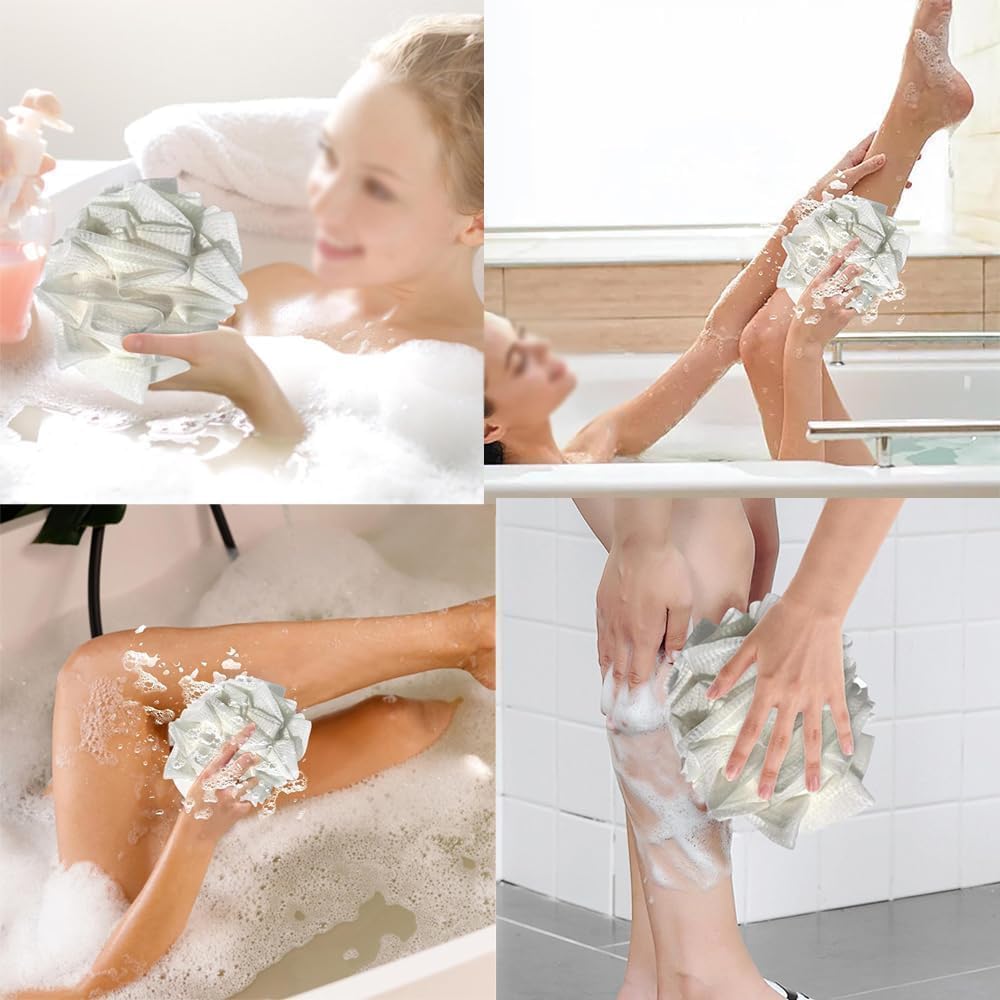 YEIPIS Washcloth Loofah Combo 2-in-1 Loufee Wash Cloth That Holds Bar Soap-Exfoliation Mesh Shower Ball for Body Wash&Smooth Skin+Free Loofah Dish Towel (PACK OF 1) 1