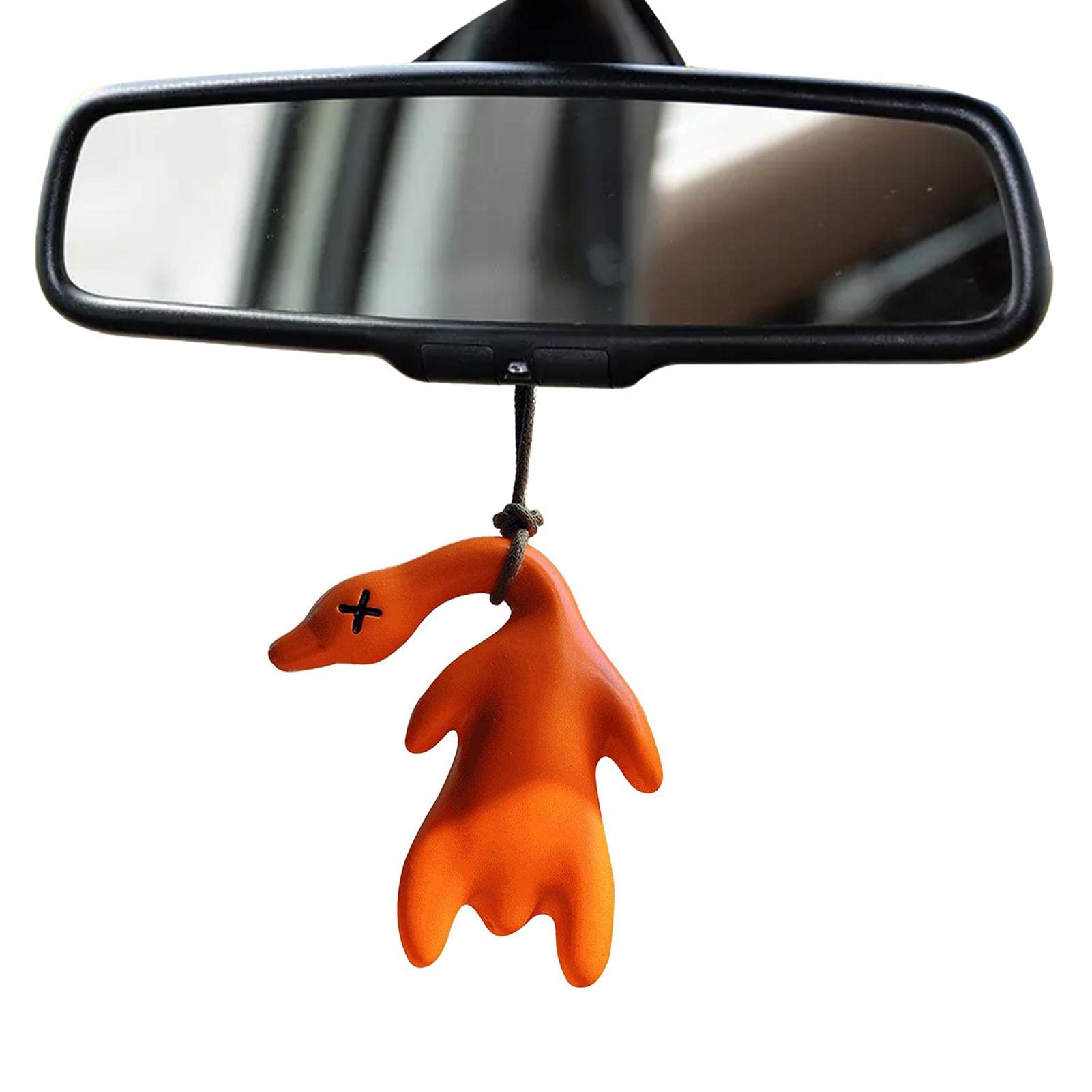 Ciondoli Specchietto Auto All'uncinetto - Design Animali Cartoon, Anatra Bianca, Facile Installazione