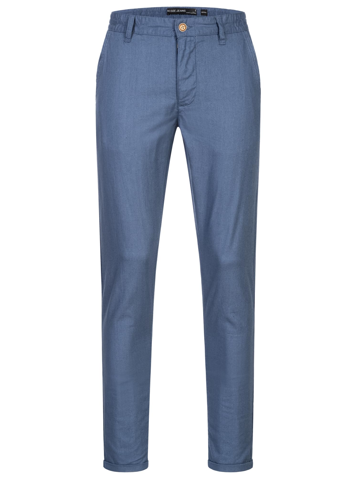 Indicode Hombres Bryne Pantalón de Tela de algodón y Lino