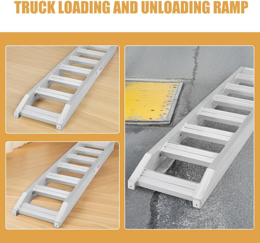 Healifty Aluminum Heavy-Duty Ramps lbs with Top Hook Attaching End, Universal Loading Ramp for Motorcycle, Tractor, ATV/UTV, Trucks, Lawn Mower, 72 L,15 W, 2Pcs