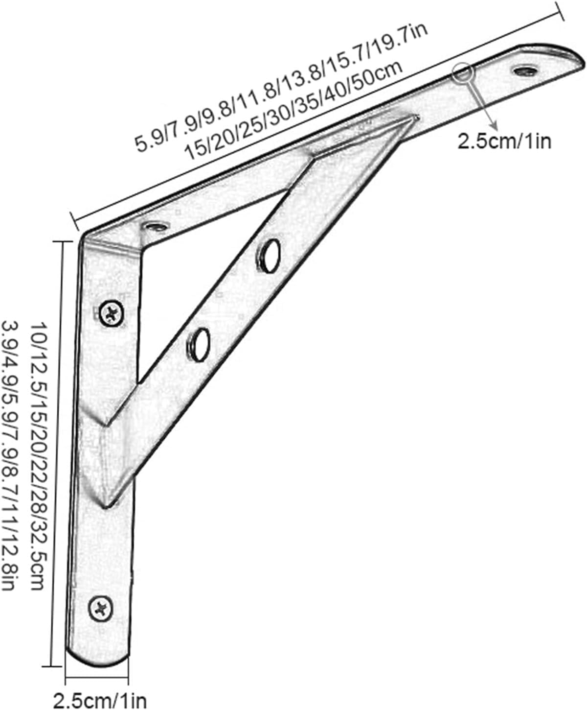 Heavy Duty Shelf Brackets,Wall Mounted Shelf Corner Brace,Shelf Support Bracket, Metal Wall-mounted Shelving Bracket, Triangular Floating Shelve Brackets, ( 2 Pieces),Black-15x25cm/5.9*9.8in ( Color :