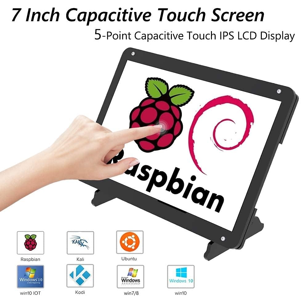 CUQI 7 Inch Touch Screen Monitor for Raspberry Pi, Portable IPS Display 1024 * 600 HDMI Touchscreen with Case, for Gaming Consoles/PC/Camera/Win OS/Raspberry Pi 5/4