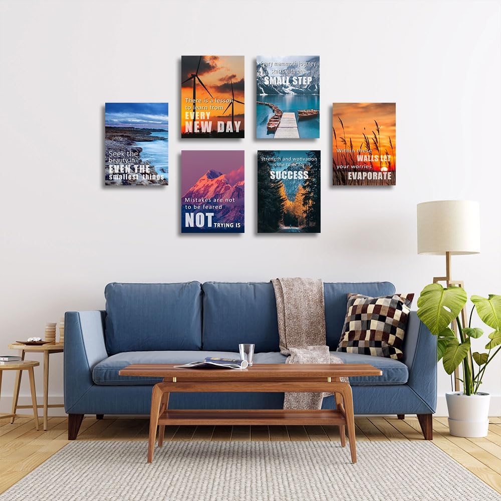 Inspirational Quotes Wall Art,Motivational Wall Art Decoration Painting, Suitable for Library, Office, Living Room,Home Deco,Tabletop/Hanging,| 6-pack(29 x 38 cm) framed 2 - Image 2