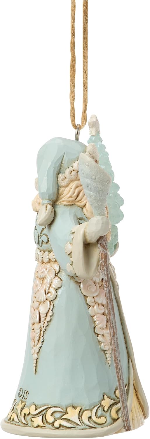 Enesco Jim Shore Heartwood Creek Coastal Santa with Sea Glass Christmas Tree Hanging Ornament, 3.83 Inch, Multicolor
