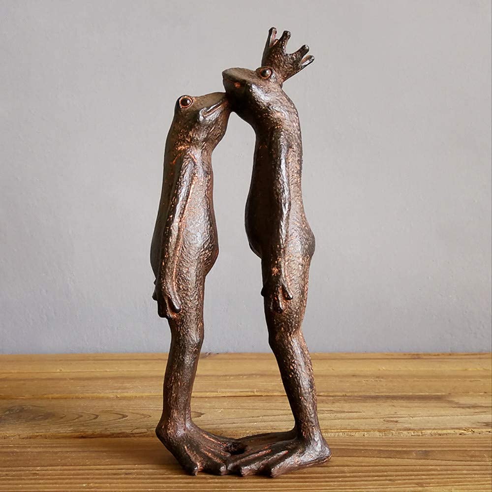Decor Statues Creative Couple Kissing Frog Prince Decoration, Frog Model Figure Statue Home Office Decoration Ornaments for Living Room Study Decoration Wedding Gift