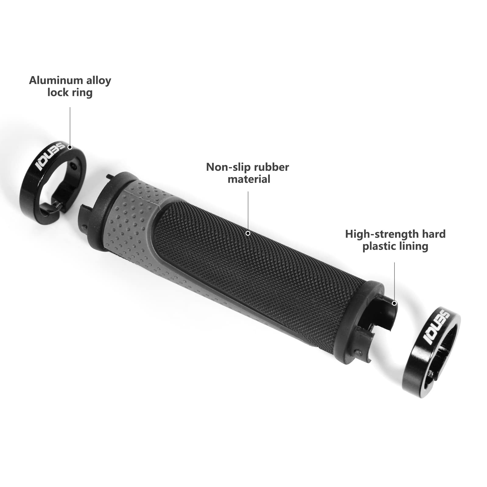 SENQI Poignées de vélo légères - 130 mm et 130 mm, 130 mm et 90 mm, 90 mm et 90 mm - Pour guidon de 22,2 mm - Convient pour vélos multi-vitesse, VTT, BMX - Noir