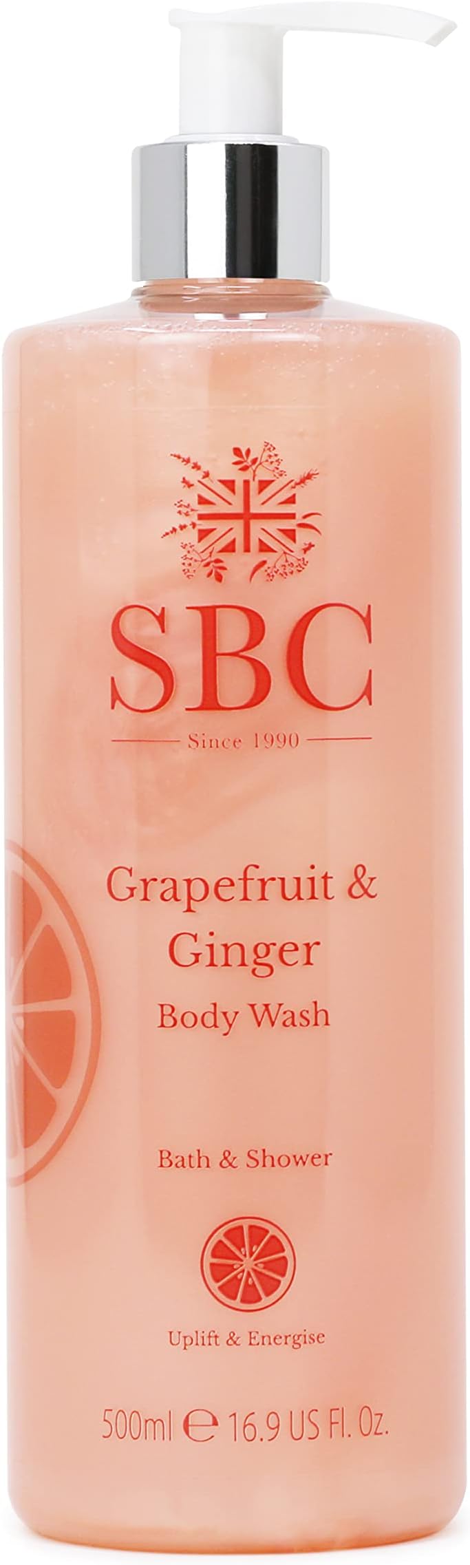 SBC Skincare Grapefruit & Ginger Body Wash - 500ml | Moisturising Body Wash For The Family | Vegan Friendly Shower Cream | Cleansing Shower Gel For Men And Women