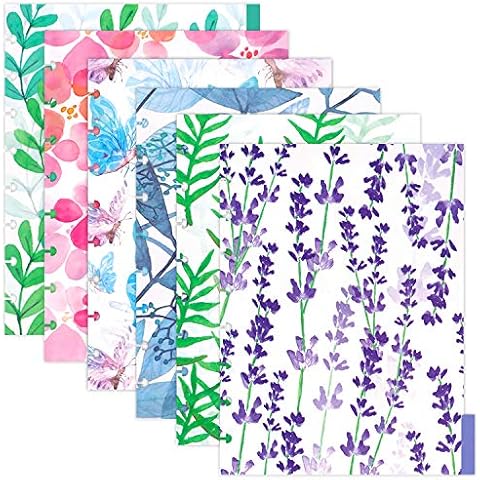 Rancco Discbound Tab Dividers, Junior-Size, 8 Disc Punched, 2 Set 12 Sheets Half Letter Frosted Floral PVC Discbound Binder Dividers for ARC Staples/Matha Stewart/Levenger Circa/TUL, 8.38x5.71 Cover