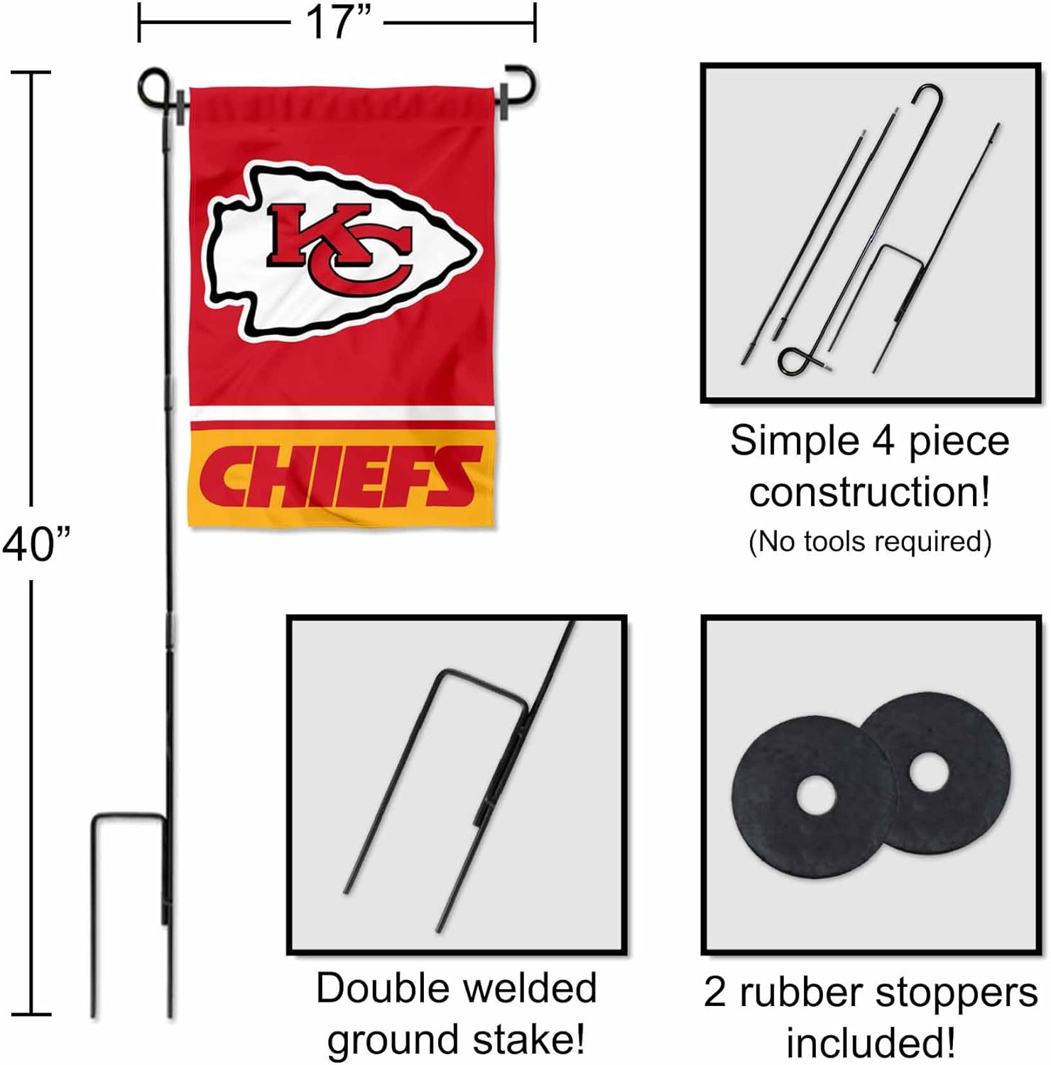 Kansas City Chiefs Garden Flag with Stand Holder
