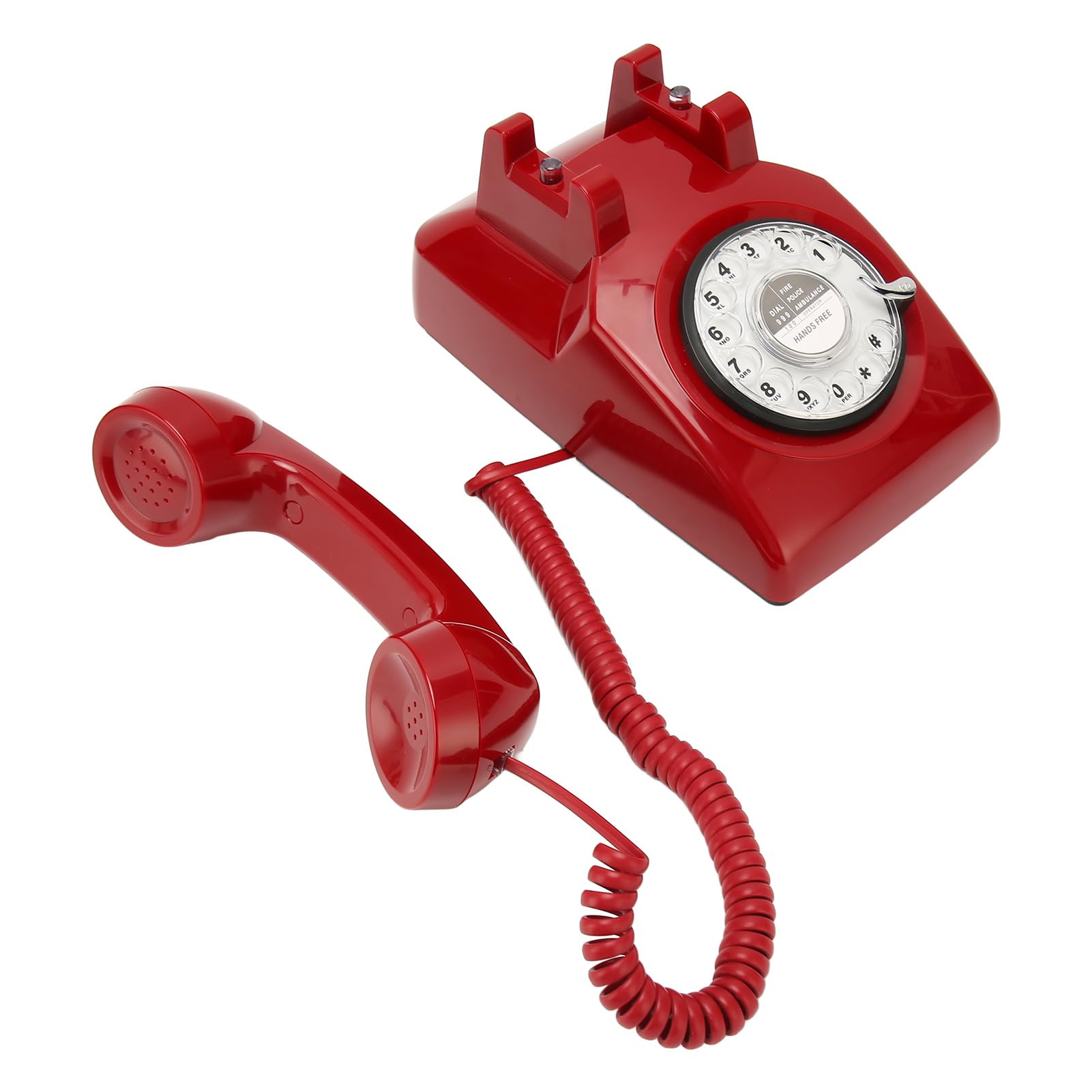 Sxhlseller Telefono retrò con Quadrante Rotante, Telefono Fisso da Scrivania Vintage per Hotel, Uffici Domestici, Materiale ABS, Facile da Usare per Anziani e Ipovedenti (rosso)