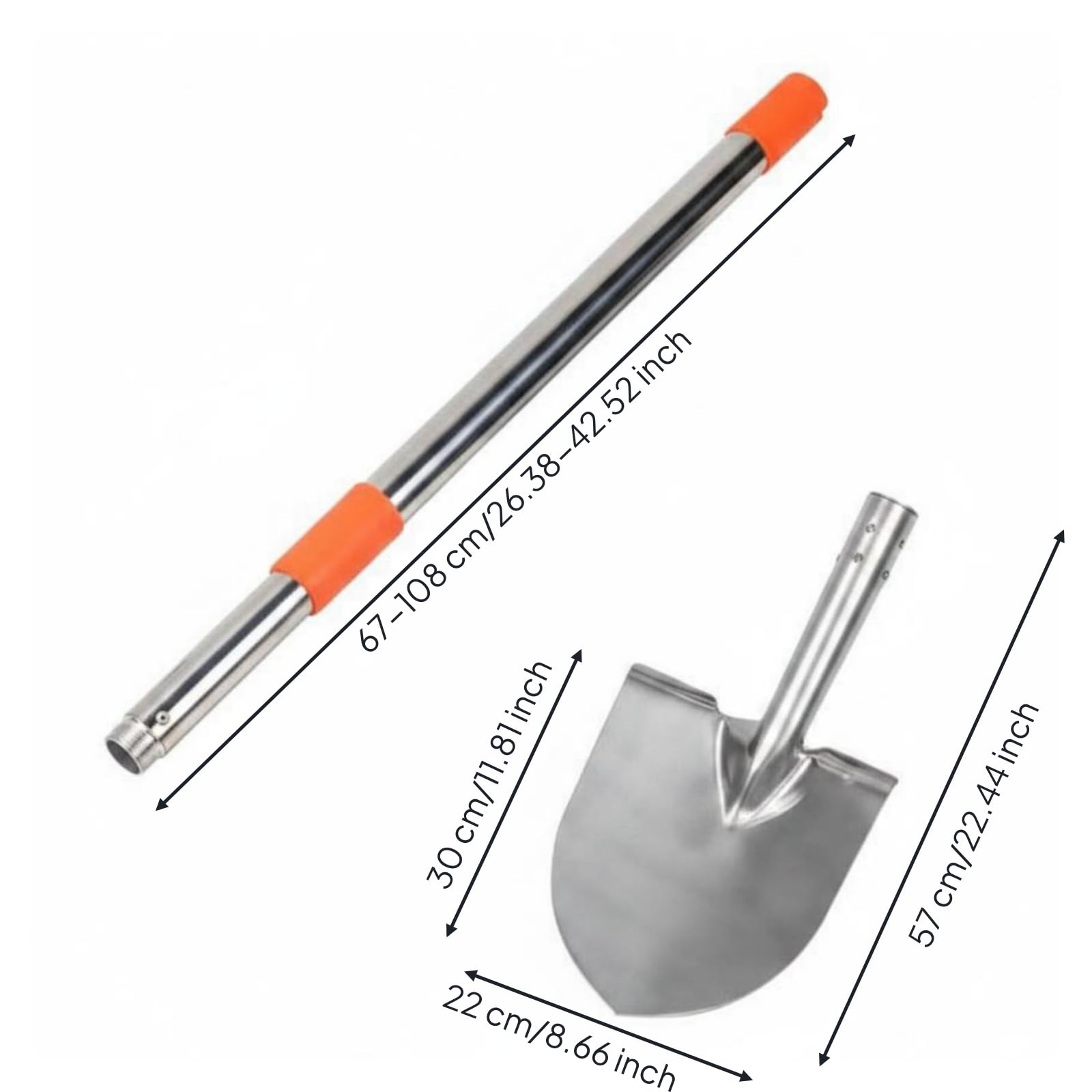 MERIGLARE Pelle Pliante Outil Entrenchment Pelle Télescopique Pelle Détachable en Acier Inoxydable Résistante à la Boue et à la Neige pour Excavation Plantation, Style to 1
