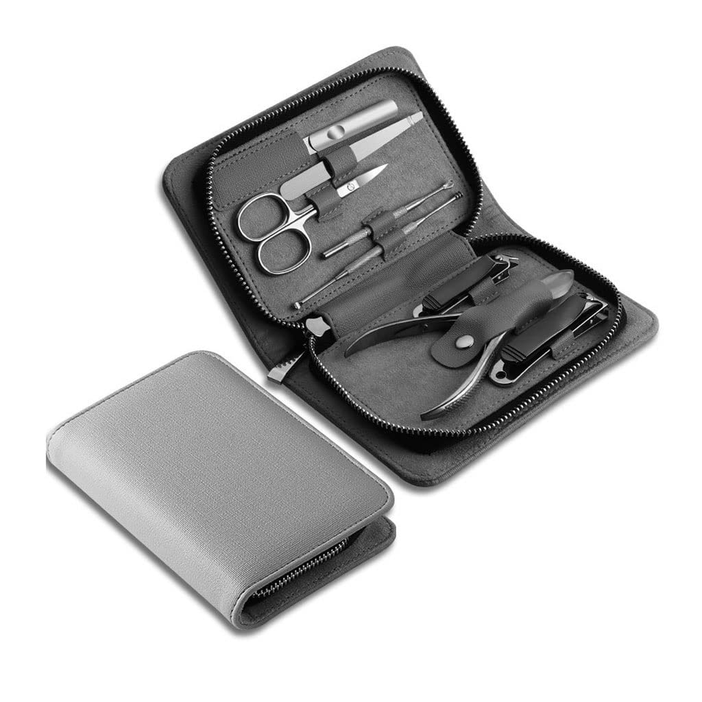 Juego de cortaúñas, Herramientas de pedicura, Juego de cortaúñas de 8 Piezas, Juego de Cuidado Profesional para Hombres, Juego de Arte de uñas portátil de Viaje de Acero Inoxidable para Mujeres