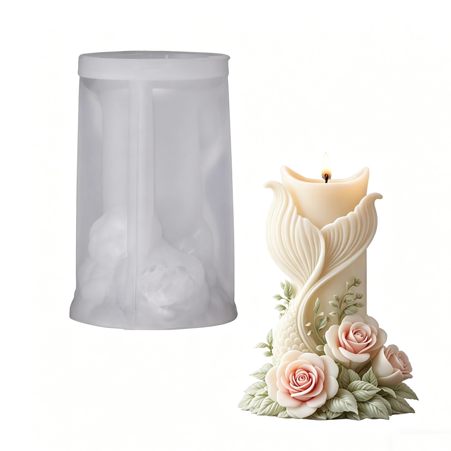 Unique Candle Mould, 3D Fishtail Flower Shape Silicone Moulds