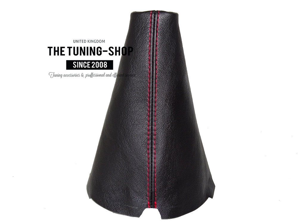 The Tuning-Shop for Mazda Protege 1998-2003 Shift Boot Black Genuine Leather Red Stitching