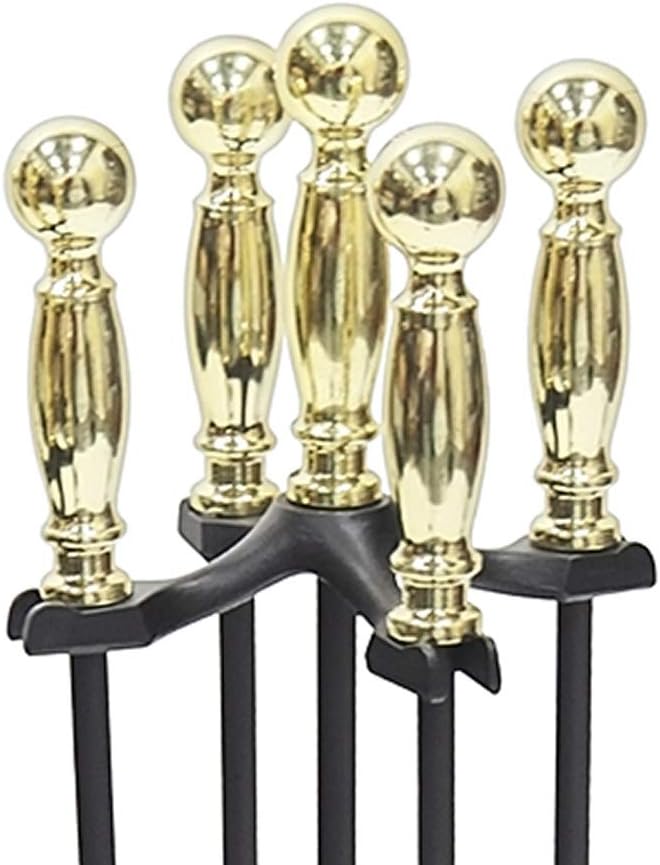 Minuteman International Carlisle Fireplace Tool Set, Polished Brass and Black