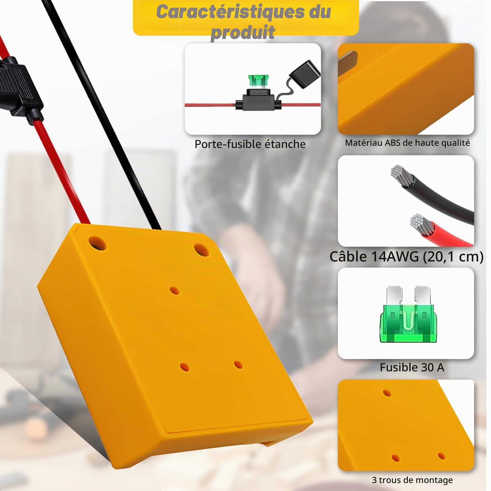 2 Packs Power Wheel Adaptateurs pour Dewalt 20V/60V Batteries Bornes de câble Connecteurs DC Chargeur USB Prises de Courant DC pour Voitures Robots Camions DIY