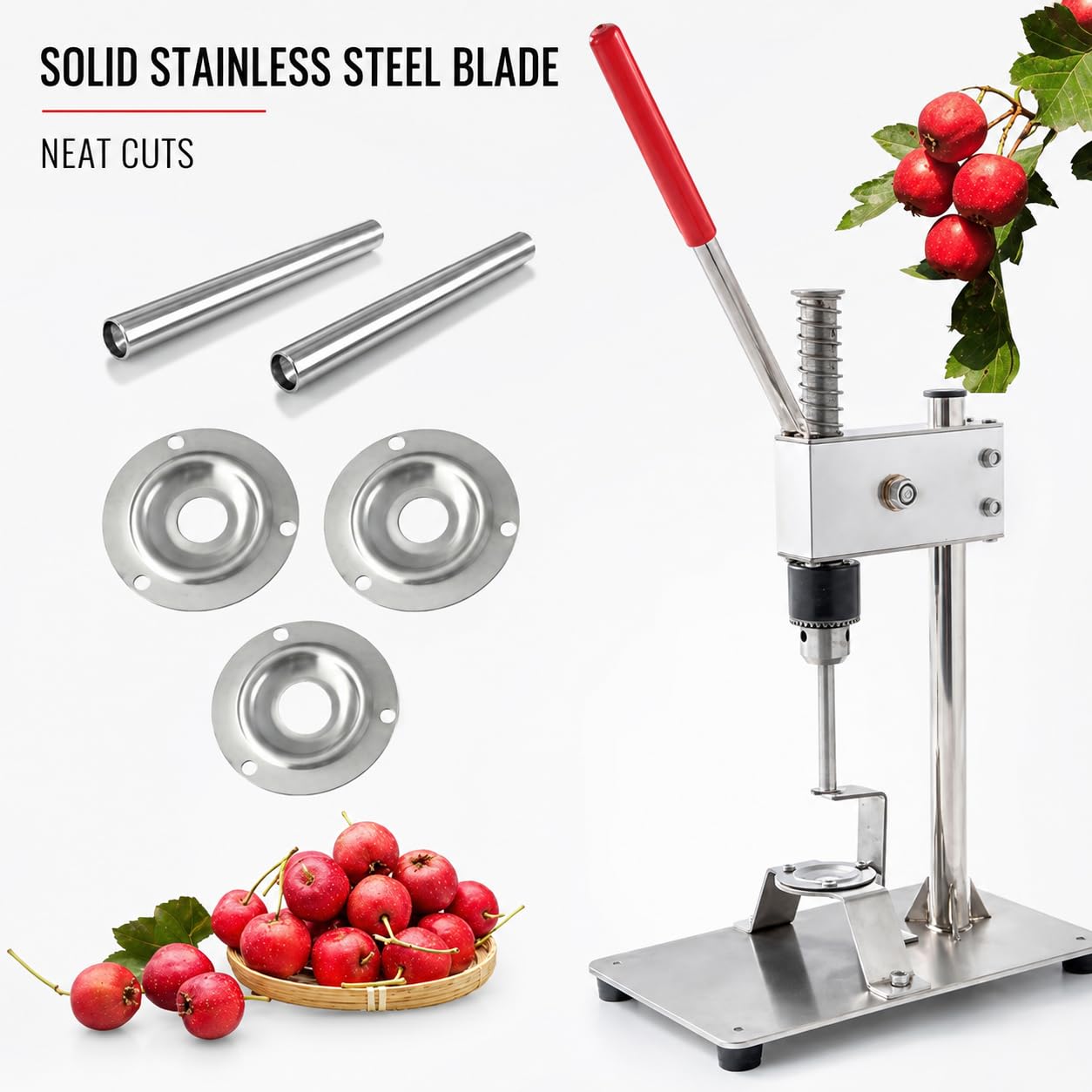 Descorazonador de frutas con asa, cuchillas reemplazables para una fácil extracción del núcleo, incluye cuchillas de 9 mm, 11 mm y 12 mm para preparación de cocina