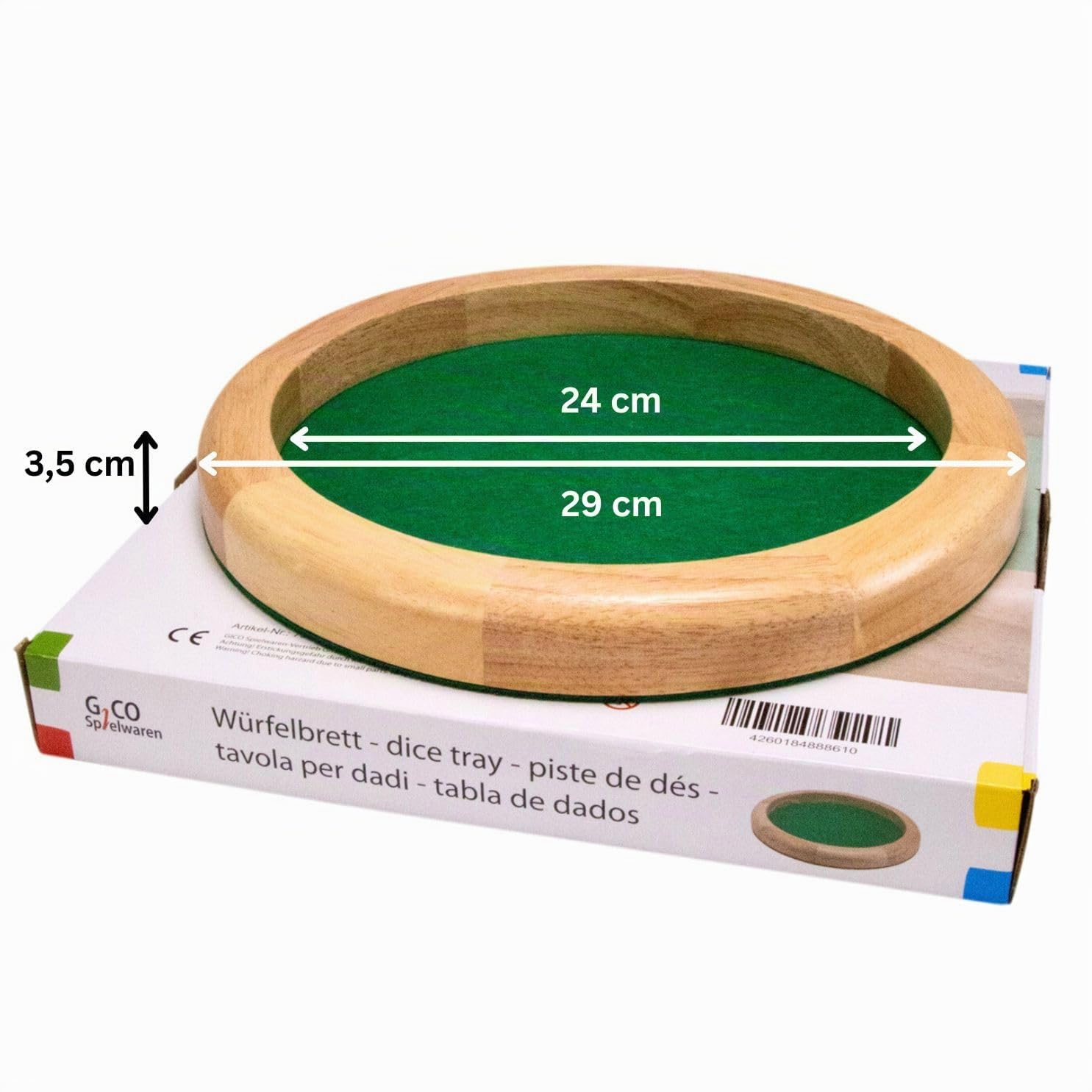 GICO Tavola per dadi grande in legno, diametro 30 cm, altezza 3,5 cm, 7955
